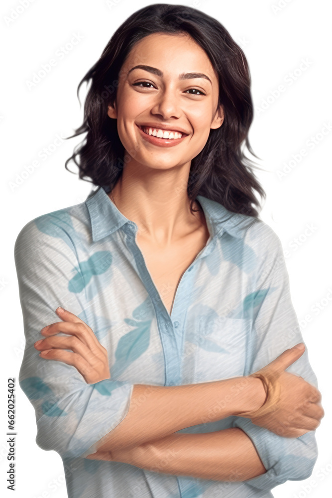 Laugh, portrait of woman with arms crossed and isolated on transparent png background Laugh, portrait of woman with arms crossed and isolated on transparent png background