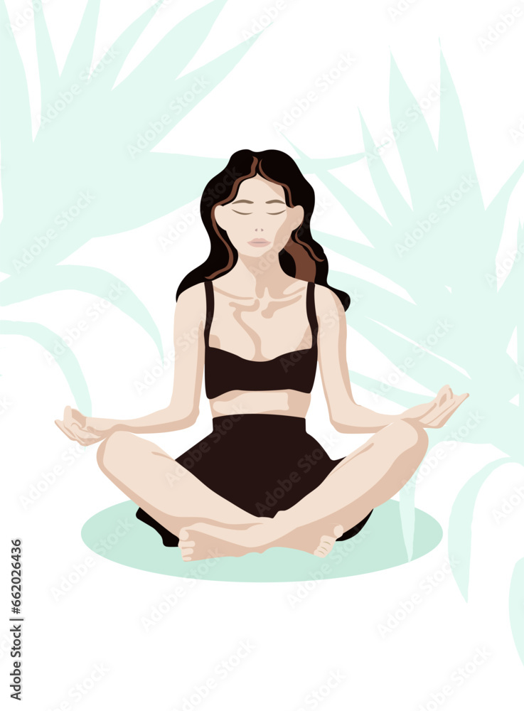 Poster for yoga center, health center, image of a brunette girl