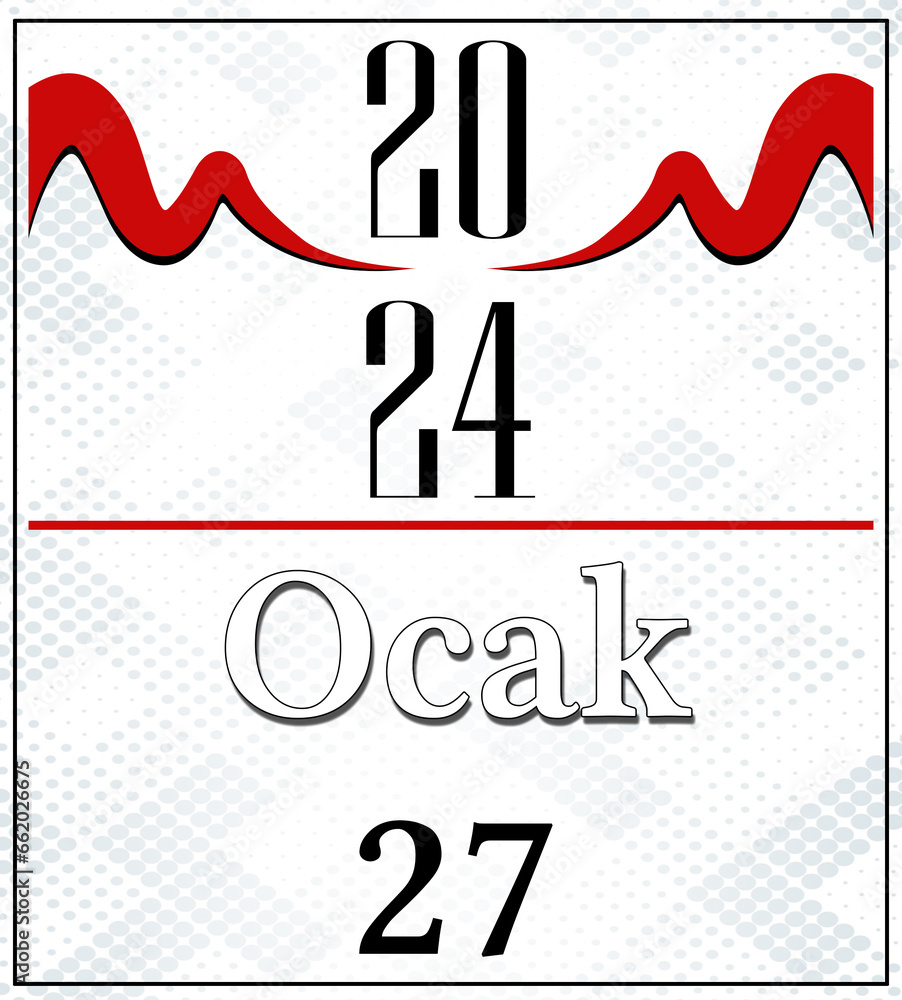 Fototapeta premium January Calender Red and Gray Background