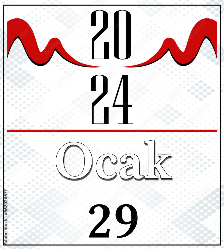 Obraz premium January Calender Red and Gray Background