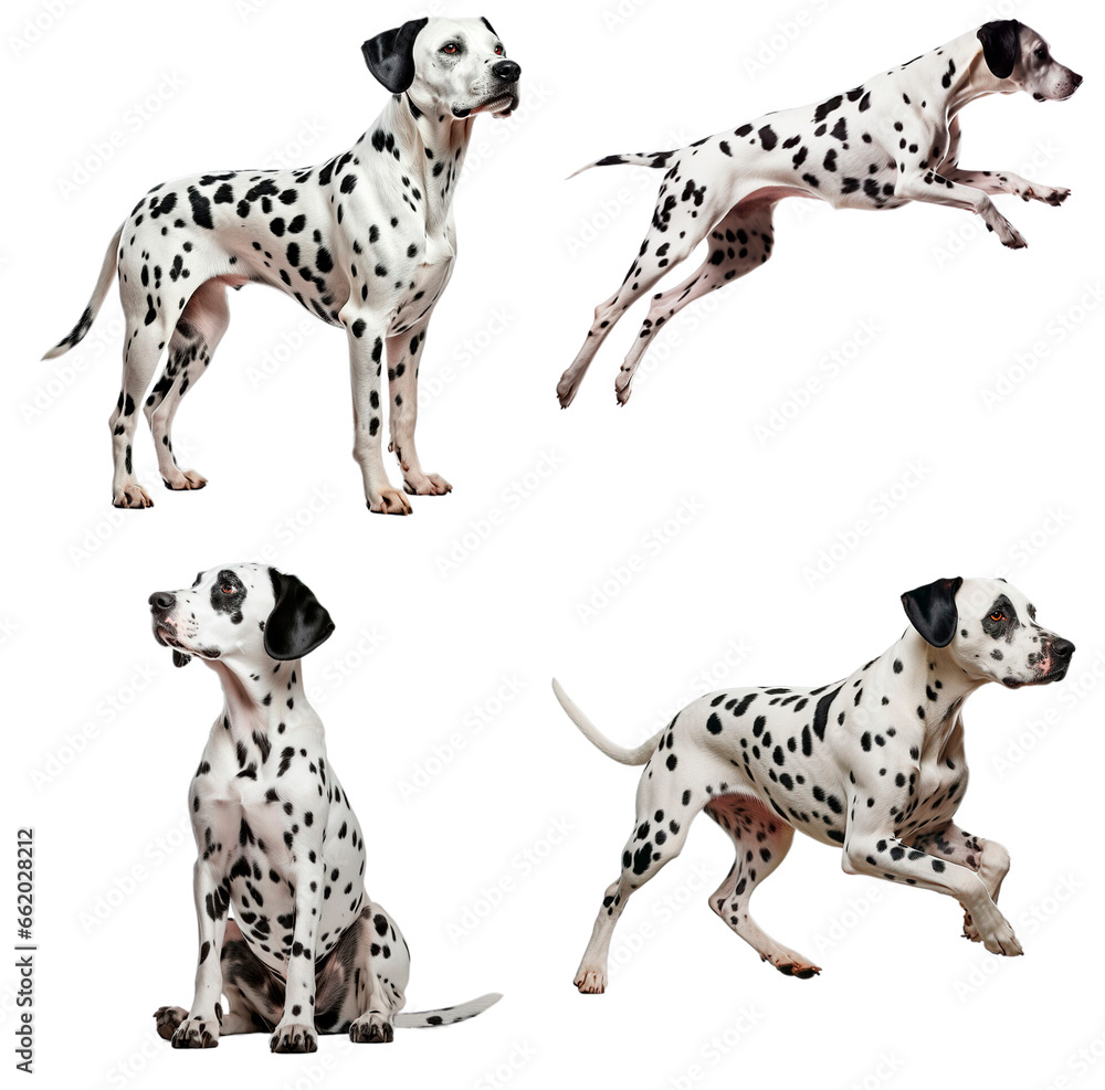 Set of dalmatian (Standing, Jumping, Sitting, Running)