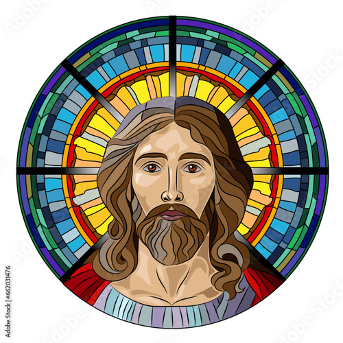 stained glass window of jesus christ