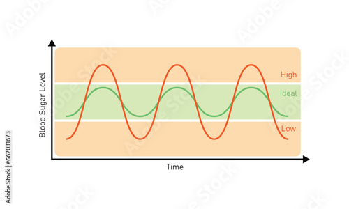 Blood Sugar Balance Graph Scientific Design. Vector Illustration.