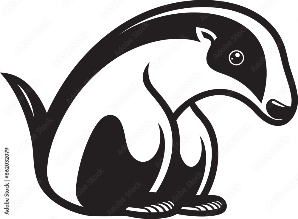 Naklejka premium Sculpted Excellence Black Vector Anteater Logo Elegant Anteater Silhouette Black Vector Logo Beauty
