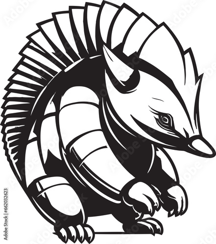 Crafted Resilience Black Armadillo Logo Sleek Silhouette in Black Armadillo Art