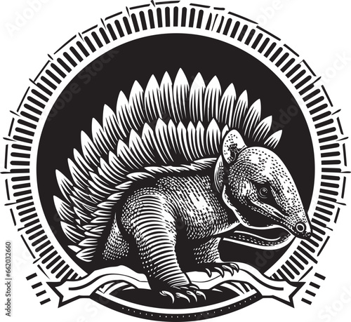 Black Armadillo Artistry A Modern Mystery Noir Armadillo Emblem A Symbol of Elegance