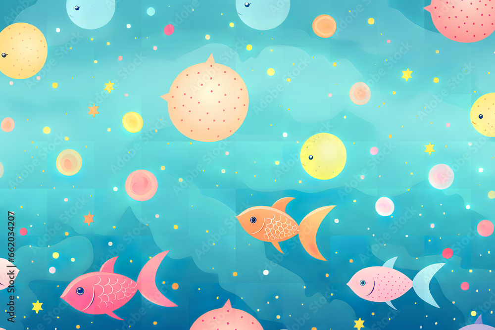 design cute Celestial under the water patterns with fresh fruity colors, light background design cute Celestial under the water patterns with fresh fruity colors, light background
