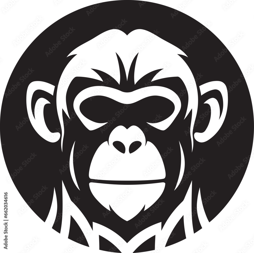 Obraz premium Artistic Ape in Noir A Wildlife Statement Sculpted Elegance Black Vector Primate Icon