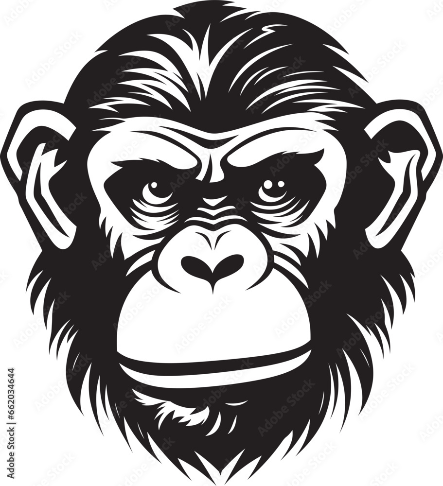 Majestic Ape Icon A Work of Natural Beauty Sculpted in Black Chimpanzee Emblem in Monochrome