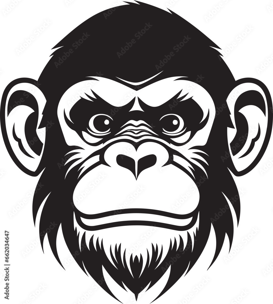 Graceful Wildlife Art Noir Chimpanzee Logo Majestic Ape Icon A Work of Natural Beauty