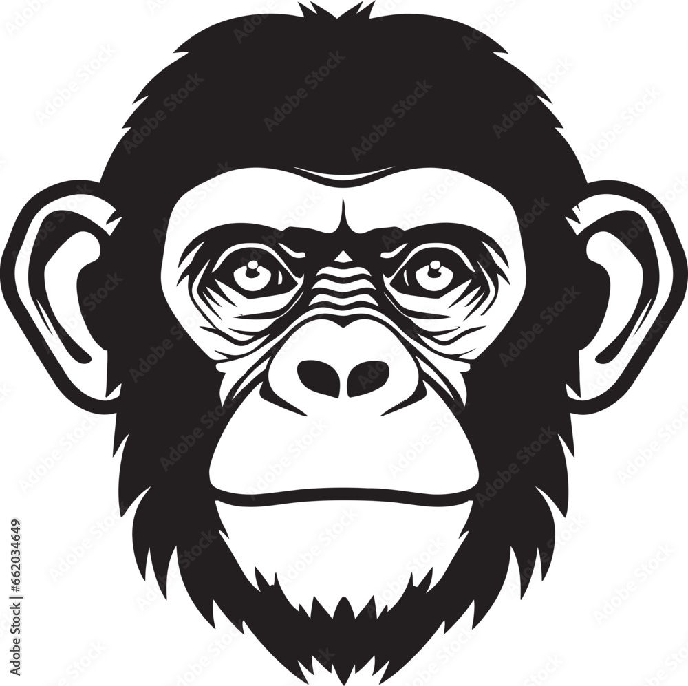 Noir Beauty in the Jungle Chimpanzee Icon Elegant Simplicity Black Vector Ape Logo