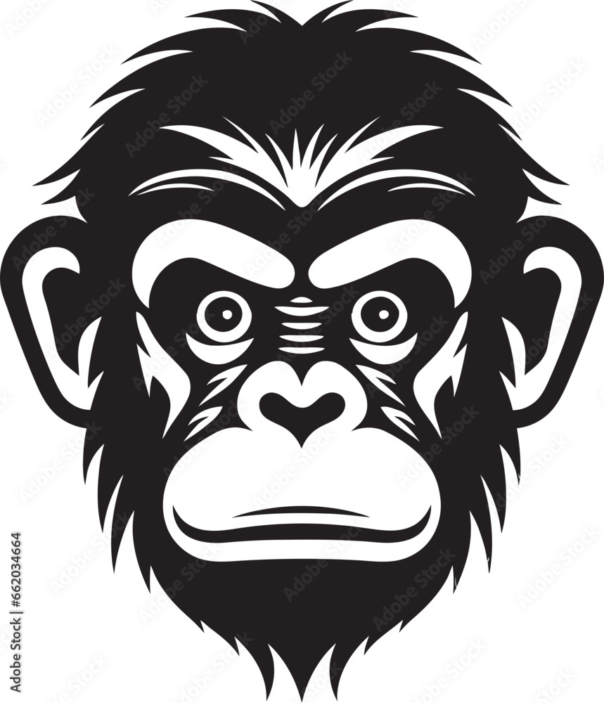 Wild Wisdom Black Chimpanzee Icon Majestic Primate Majesty Black Vector Wildlife Design