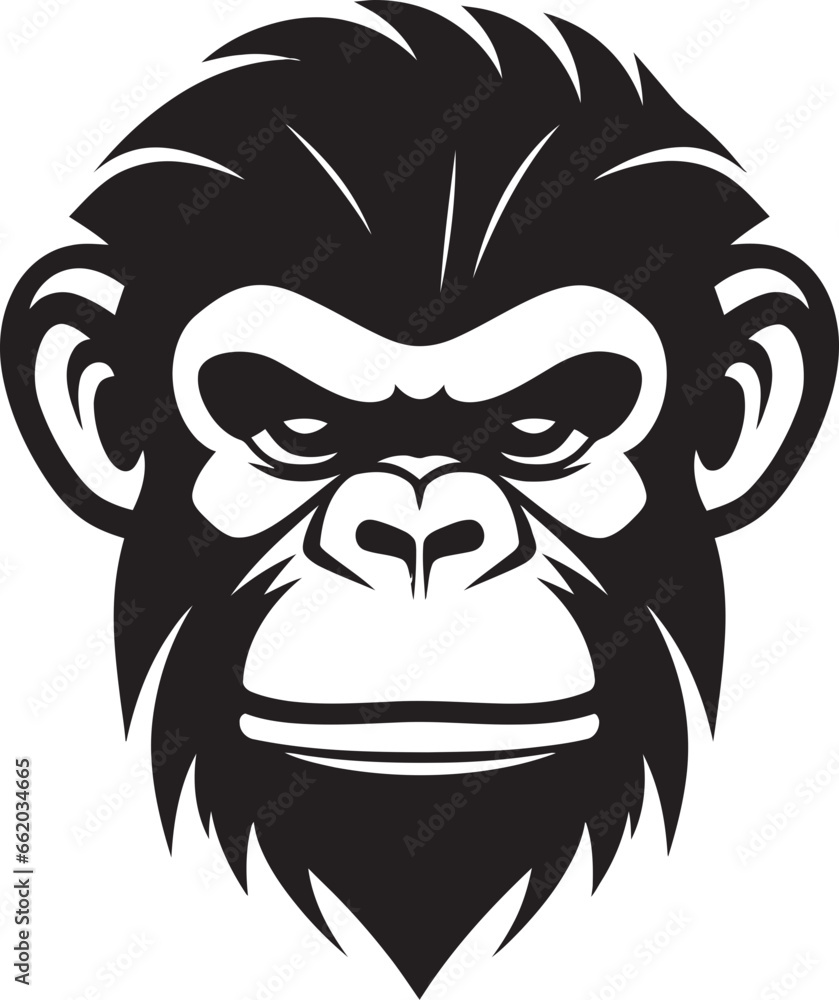 Chimpanzee Wisdom A Work of Art in Black Charming Wildlife Icon Black Chimpanzee Emblem