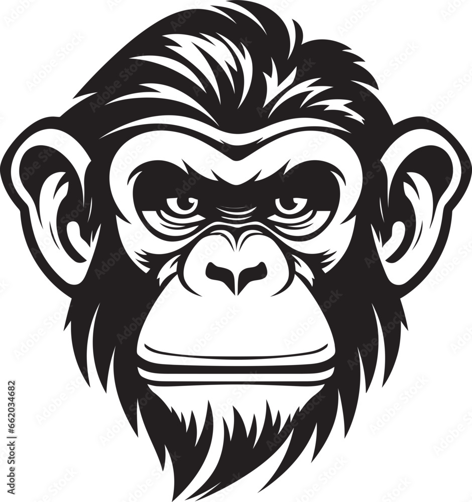 The Noble Chimp A Modern Classic in Black Artistic Ape in Shadows Black Chimpanzee Icon