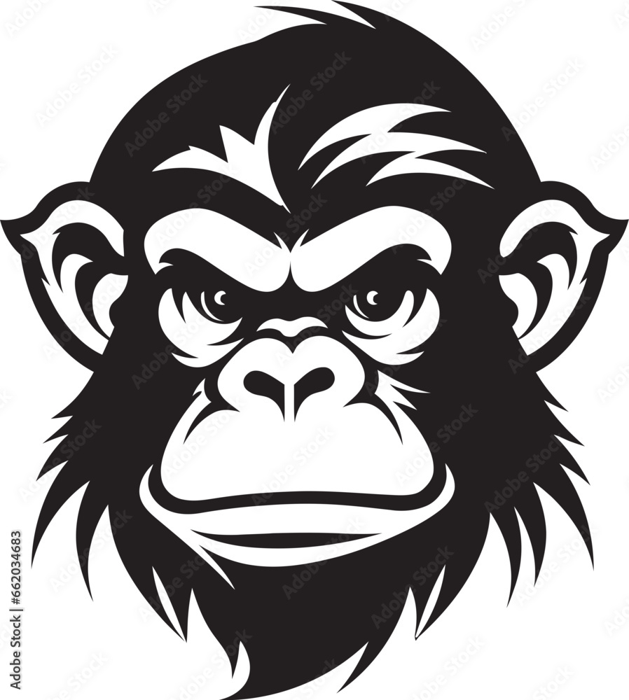 Chimpanzee Charm Elegant Wildlife Emblem Noir Beauty in the Wild Chimpanzee Icon