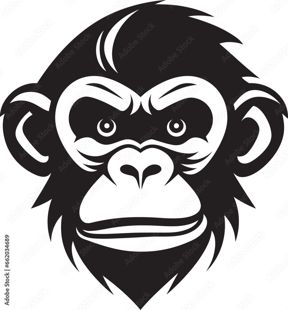 Sculpted in Nature Black Vector Ape Logo Chimpanzee Majesty Strength and Intelligence