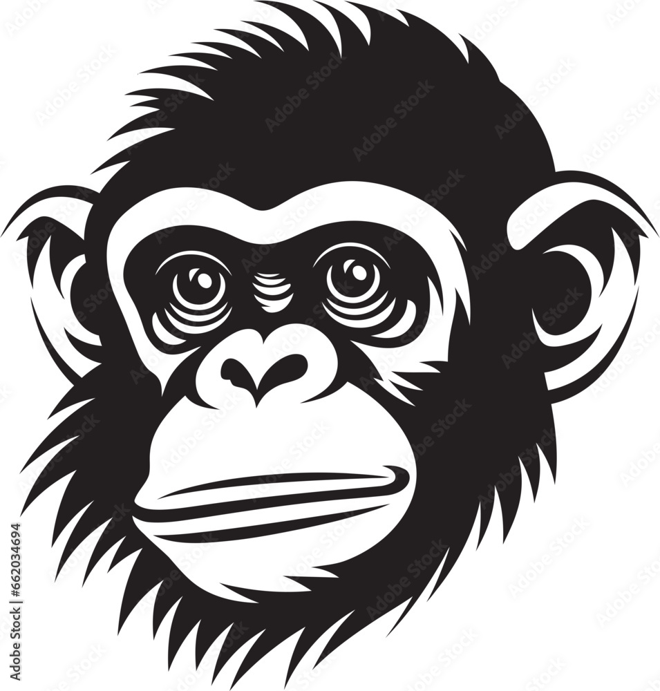 Charming Wildlife Icon Black Chimpanzee Emblem Intricate Beauty Chimpanzee Symbol in Noir