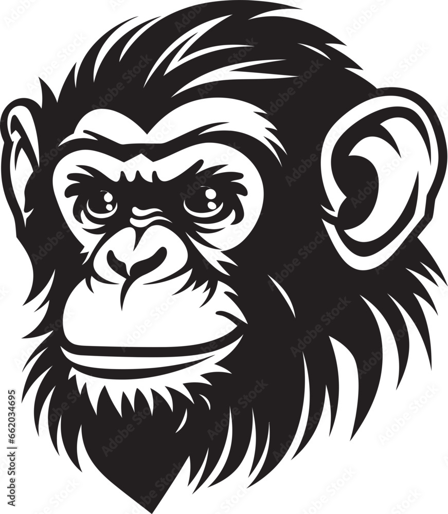 Graceful Wilderness Black Vector Chimpanzee Design The Noble Chimp A Modern Classic in Black