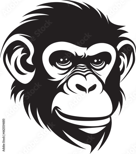 Noir Beauty in the Wild Chimpanzee Icon Elegant Simplicity in Black Chimpanzee Emblem