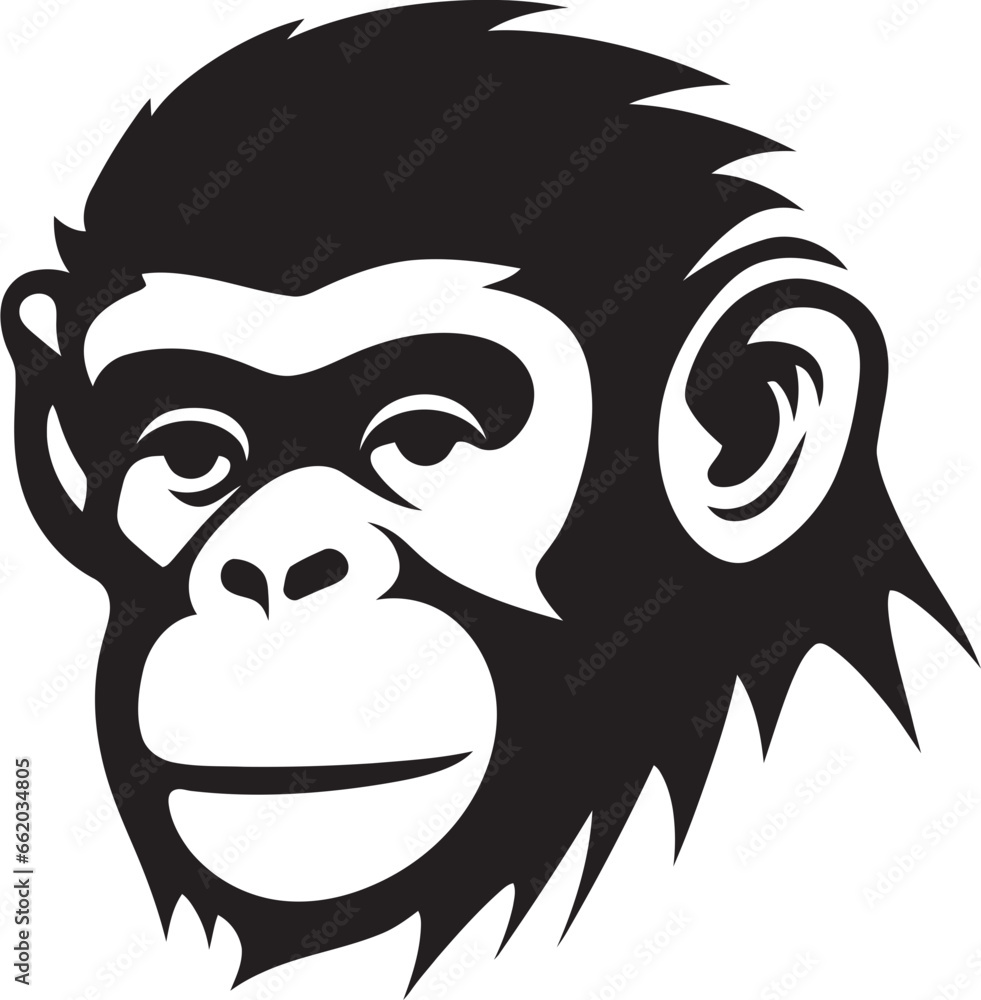Charming Ape Silhouette A Symbol of Grace Noir Ape in the Wild A Majestic Chimpanzee Icon