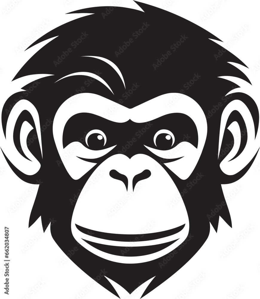 The Noble Chimp A Modern Classic in Black Charming Ape Silhouette A Symbol of Grace