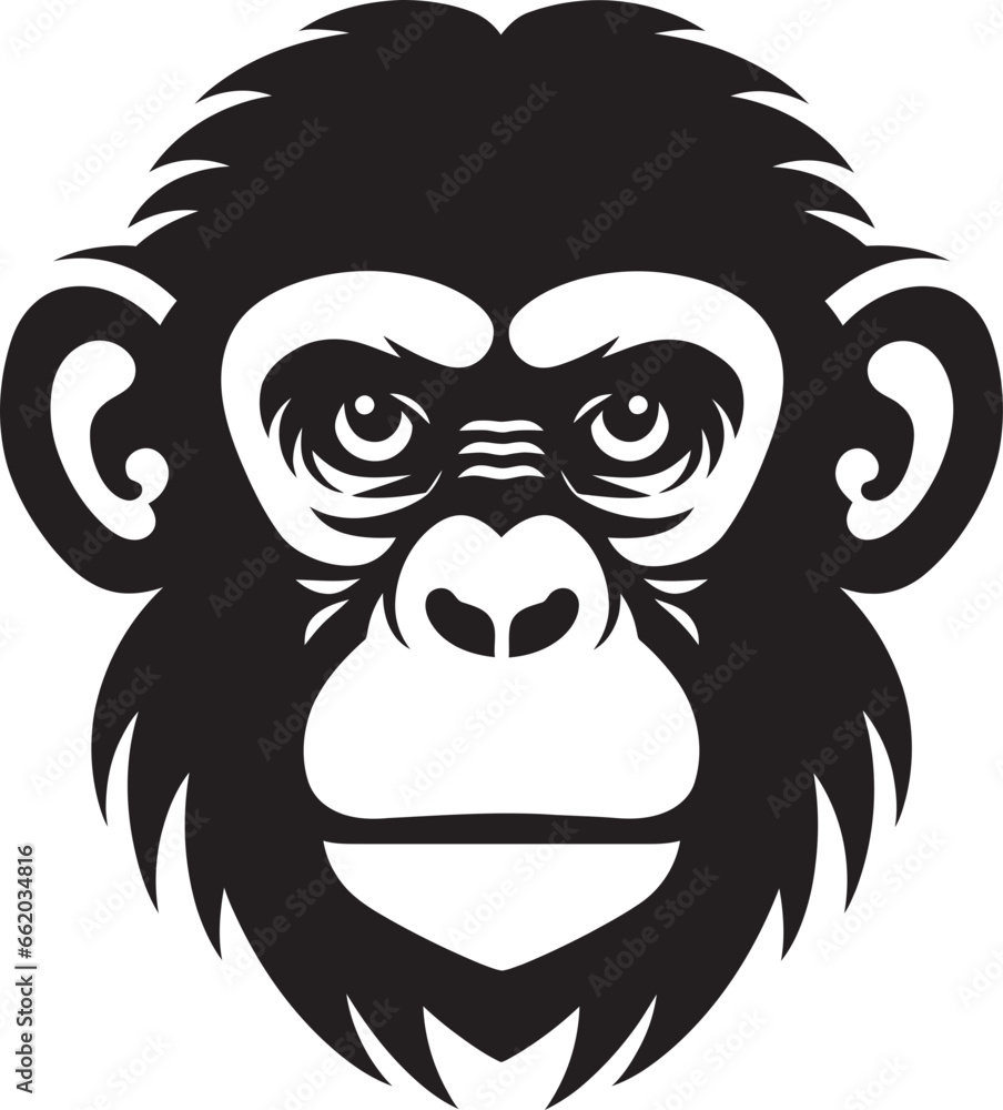 Obraz premium Noir Beauty in the Jungle A Chimpanzee Mark of Majesty Elegant Chimpanzee Icon A Tribute to Wildlife