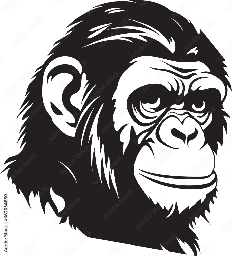 Intricate Primate Emblem Noir Chimpanzee Icon Elegance in Natures Majesty Black Vector Ape