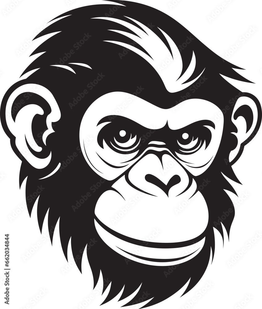 Graceful Wildlife Chimpanzee Symbol in Black The Essence of Nature Black Vector Chimpanzee Logo