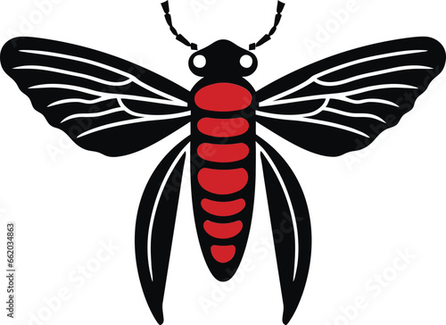 Sculpted Elegance Black Cicada Icons Symphonic Beauty Majestic Cicada Black Vector Insect Emblem in Noir