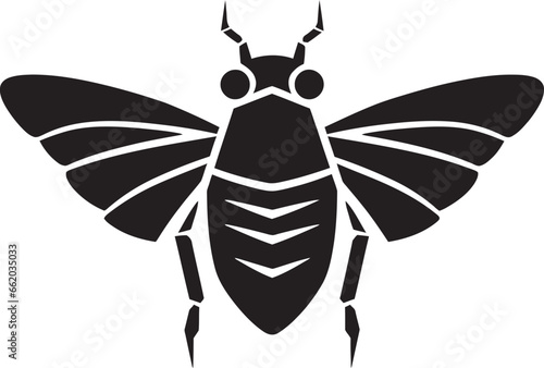 Nocturnal Serenade Black Vector Emblem in Melodic Beauty Symphonic Insect Song Cicada Icon in Noirs Melody