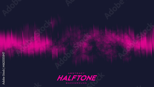 Abstract vector torn red halftone sound wave. Scrathed dotted texture element.