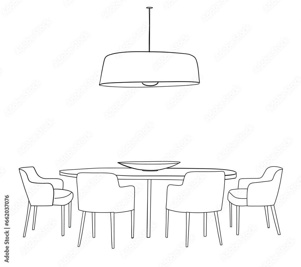 Chair and table in interior. Furniture sketch Chair and table in interior. Furniture sketch
