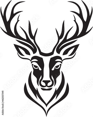 Noir Beauty in Nature Deer Icons Majestic Appeal Elegant Wilderness Black Vector Deer Emblem in Monochrome