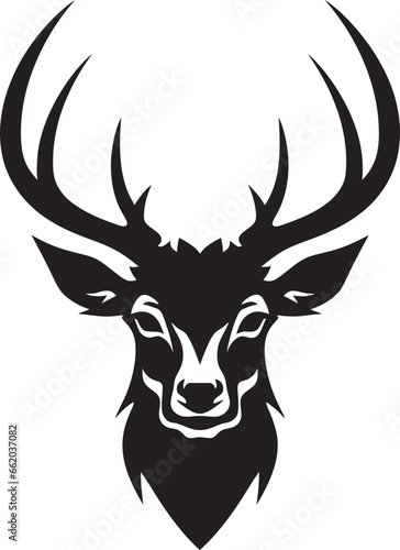 The Noble Stags Beauty A Symbol in Black Vector Elegant Antlers Deer Icon in Monochrome Majesty