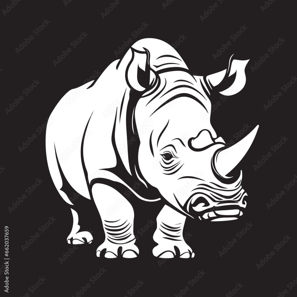 Obraz premium The Majesty of the Horn Black Vector Rhino Logo Noir Rhino Icon A Modern Symbol of Resilience