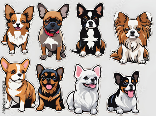 Small breed dogs stickers. dog portrait.  © Perecciv