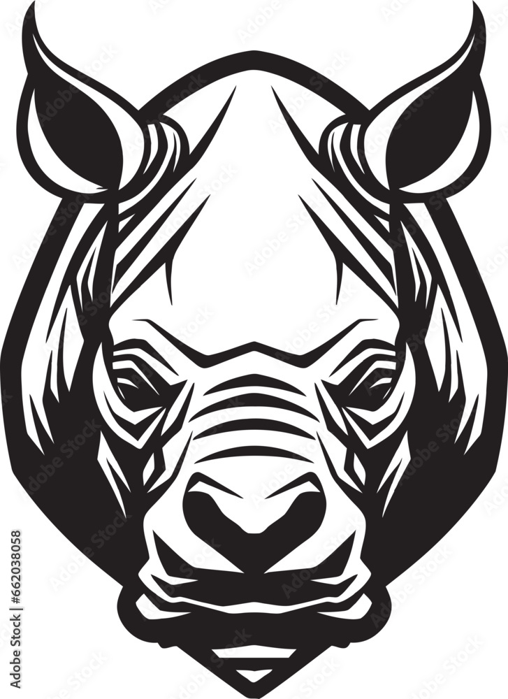Obraz premium Serenity in the Savannah Black Emblem in Noirs Beauty Elegance in Shadows Rhino Icons Tribute to the Wild