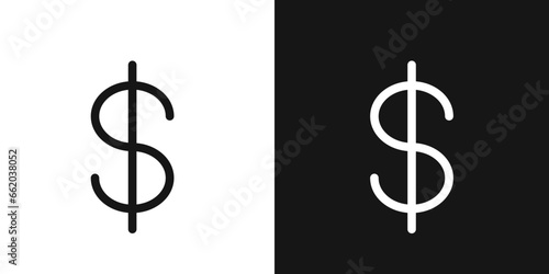 Dollar sign  thin line vector icon illustration