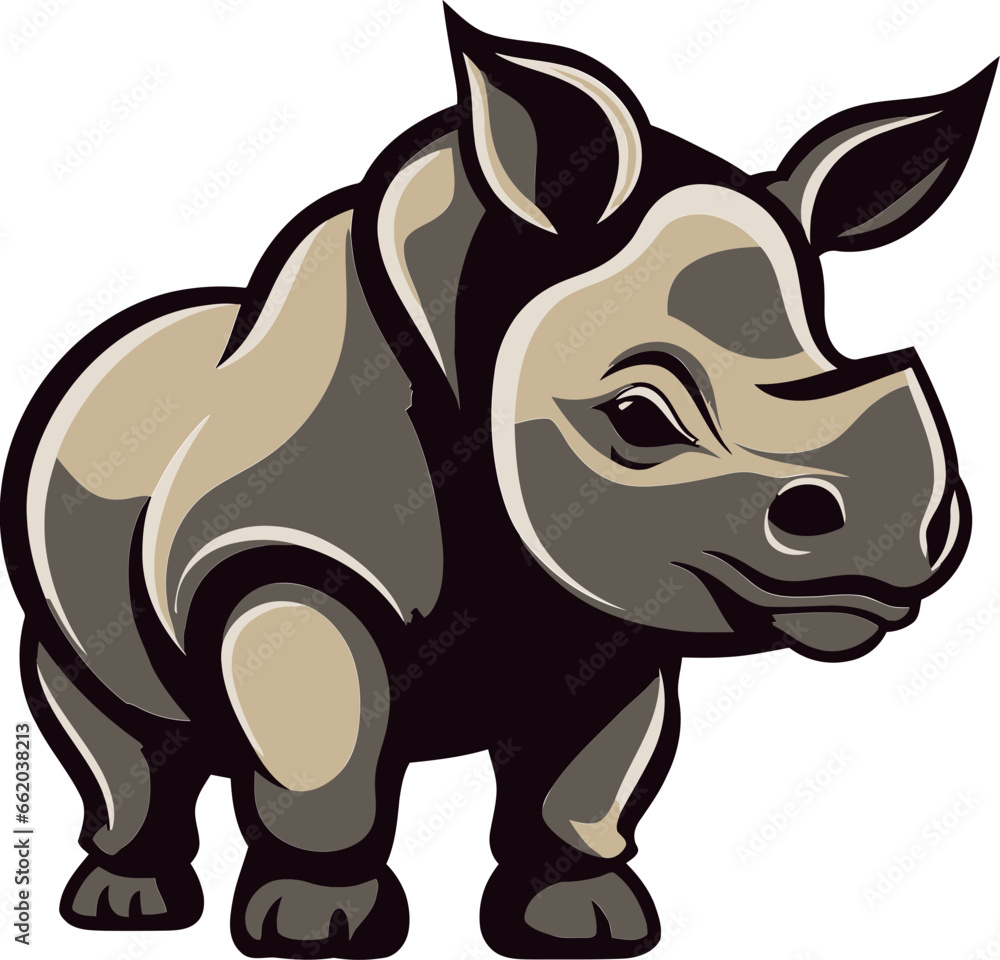 Naklejka premium Serenade of Rhinos Black Vector Rhino Logo Symphony of Melodic Sound Rhino Icons Commanding Song in Black