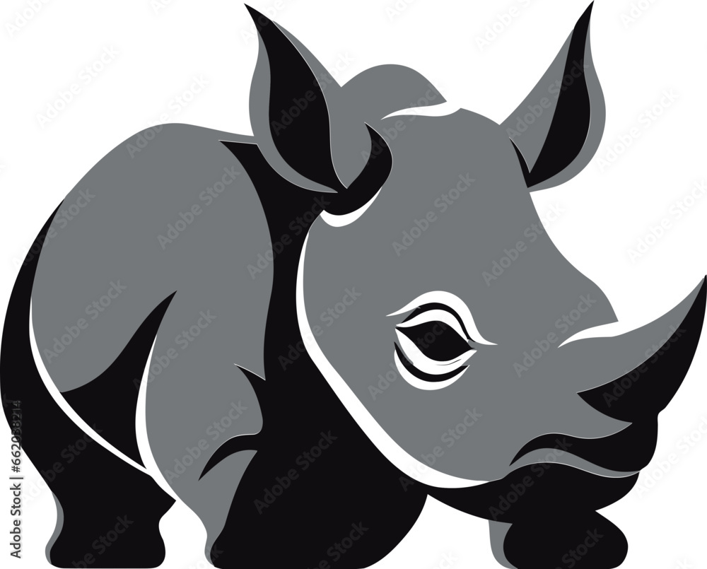 Obraz premium Sculpted Elegance in Melodic Sound A Symbol of Harmonious Majesty in Black Wildlifes Majestic Song Rhinos Regal Melodic Design in Black Vector