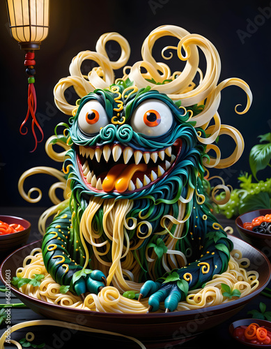 a creepy spaghetti monster - generative ai