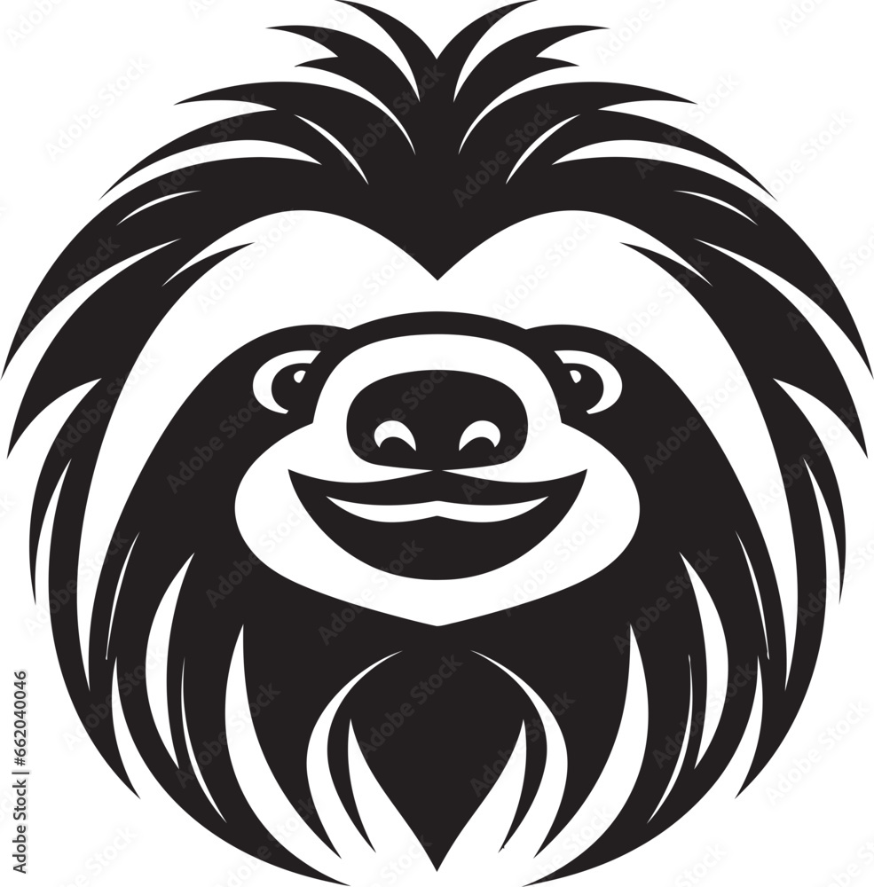 Vector Zen Symbol Languid Artistry Sculpted Sloth Emblem Elegance in Black