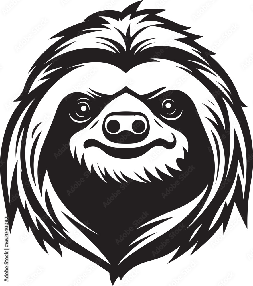Dark Delight in Trees Slothful Logo Design Elegant Zen Sloth Onyx Tranquil Opulence