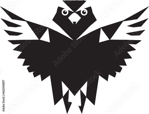 Skyborne Savagery in Monochrome Vector Raptor Opulence Black Beauty in Flight Iconic Charm of Aerial Majesty
