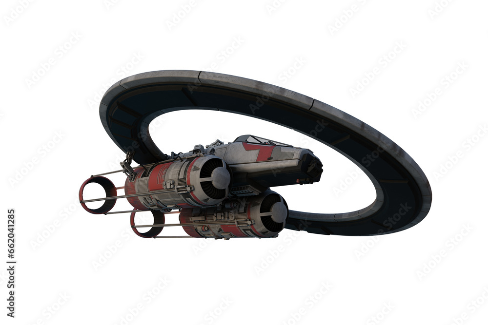Sci-Fi fantasy space ship in flight viewed from below front. 3D illustration. Sci-Fi fantasy space ship in flight viewed from below front. 3D illustration.