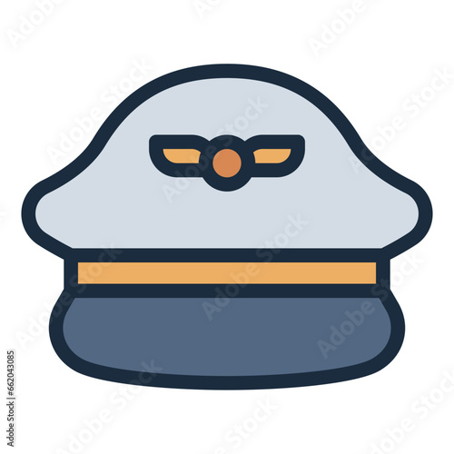 Pilot Hat color filled line icon