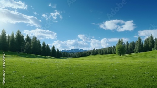 landscape with grass and mountains