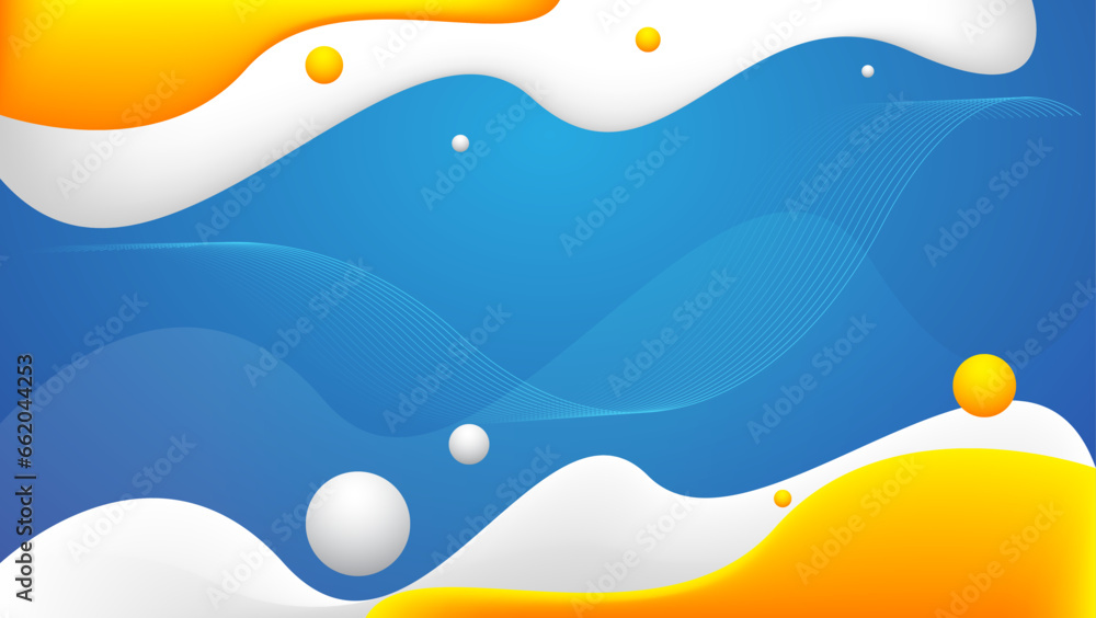 abstract wave background with blue and orange or yellow color. vector illustration
