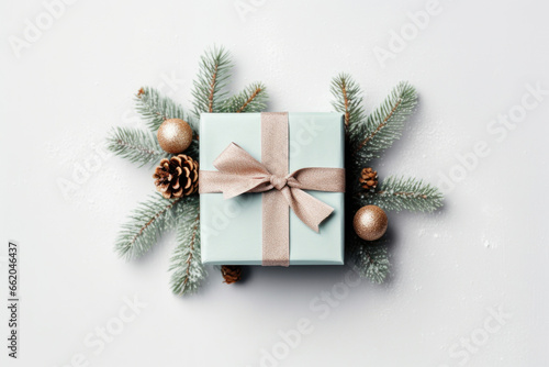 Wallpaper Mural Gift box with Christmas ornaments on white background top view Torontodigital.ca