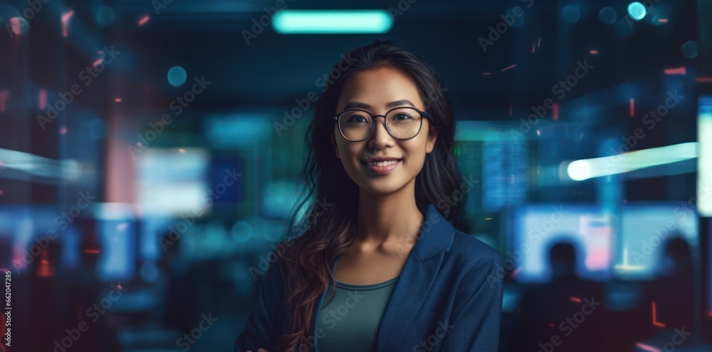 Fototapeta premium Asian Woman Software Developer Industry Lifestyle Concept Generative AI